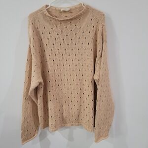 Vintage J Jill Womens Sweater Size Large‎ Pointelle Knit Granola Girl Neutral